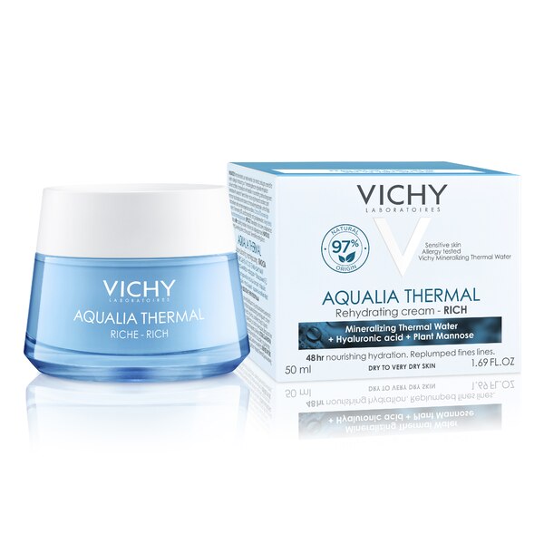 Vichy Aqualia Thermal Rich Cream Face Moisturizer with Hyaluronic Acid, 1.69 OZ