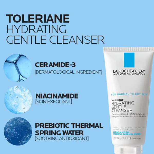 La Roche-Posay Toleriane Hydrating Face Cleanser, Gentle Face Wash