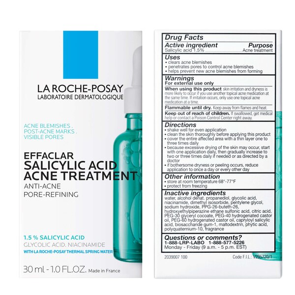 La Roche-Posay Effaclar Acne Treatment Face Serum, Salicylic Acid  Serum Treatment, 1.01 OZ