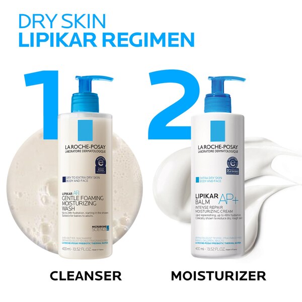 La Roche-Posay Lipikar Wash AP+ Body & Face Wash Pump for Extra Dry Skin, 13.5 OZ