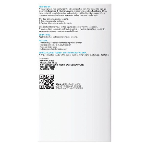La Roche-Posay Toleriane Double Repair Matte Face Moisturizer for Oily and Combination Skin, 3.38 OZ