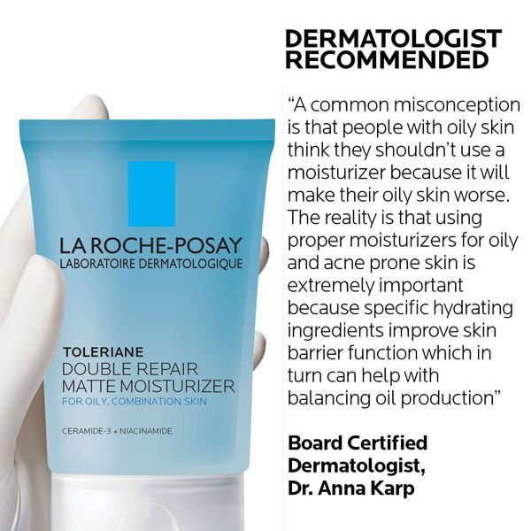 La Roche-Posay Toleriane Double Repair Matte Face Moisturizer for Oily and Combination Skin, 3.38 OZ