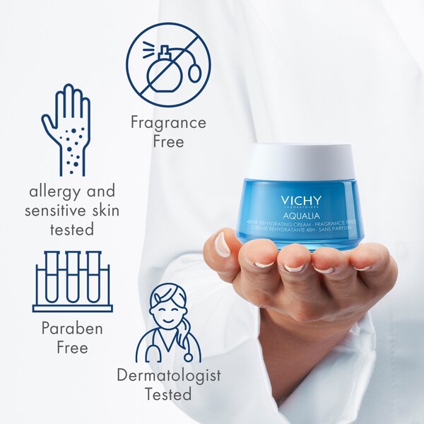 Vichy Aqualia Thermal Face Moisturizer for Dry Skin with Hyaluronic Acid, 1.69 OZ