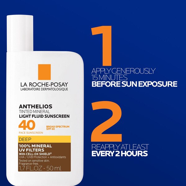 La Roche-Posay Anthelios Tinted Mineral Light Fluid Sunscreen, SPF 40, Deep
