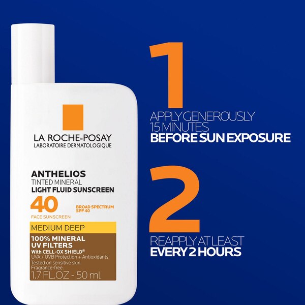 La Roche-Posay Anthelios Tinted Mineral Light Fluid Sunscreen, SPF 40, Medium Deep