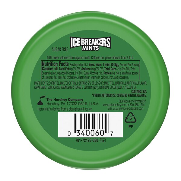 Ice Breakers Spearmint Sugar Free Mints, 1.56 oz