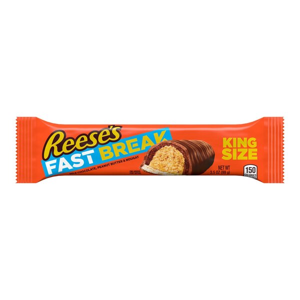 Reese's Fast Break Milk Chocolate, Peanut Butter and Nougat King Size Candy, 3.5 oz