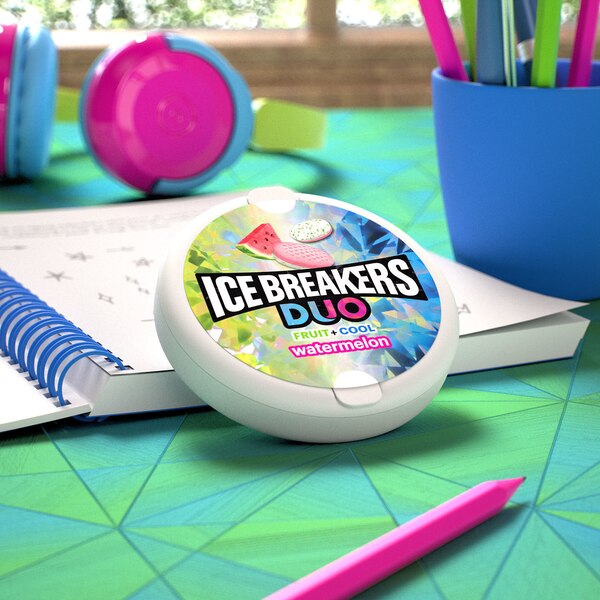 Ice Breakers Duo Fruit + Cool Watermelon Sugar Free Mints, 1.3 oz