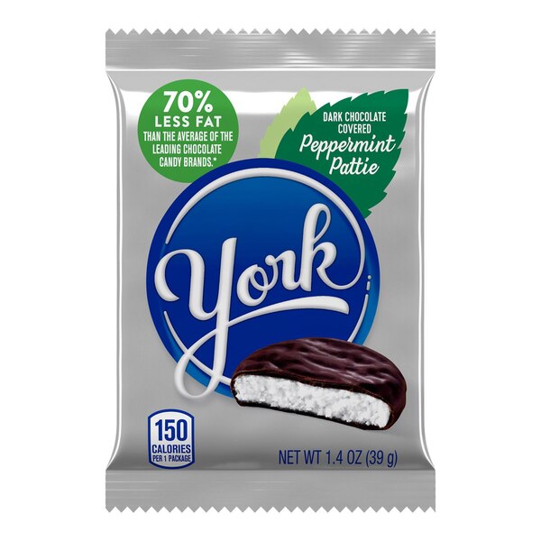York, Dark Chocolate Peppermint Patties Candy 70% Less Fat,1.4 oz