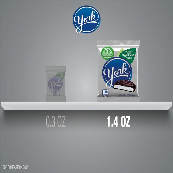 York, Dark Chocolate Peppermint Patties Candy 70% Less Fat,1.4 oz