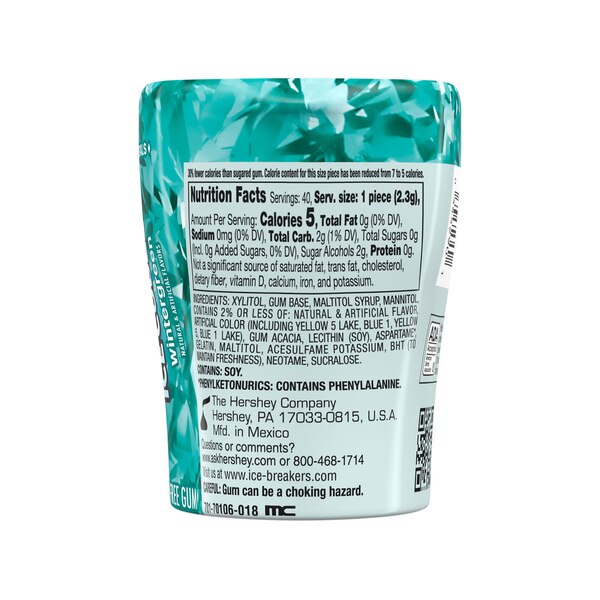 Ice Breakers Ice Cubes Wintergreen Sugar Free Gum, 40 ct, 3.37 oz