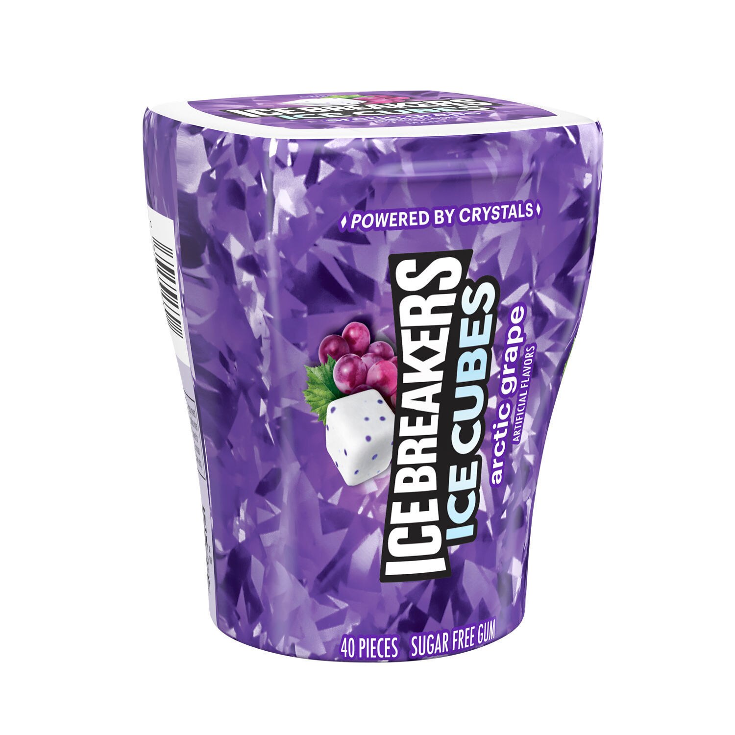 Ice Breakers Ice Cubes Arctic Grape Sugar Free Chewing Gum Bottle, 40 pcs, 3.24 oz