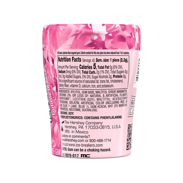 Ice Breakers Ice Cubes Sugar Free Chewing Gum Bottle, 40 ct, 3.24 oz