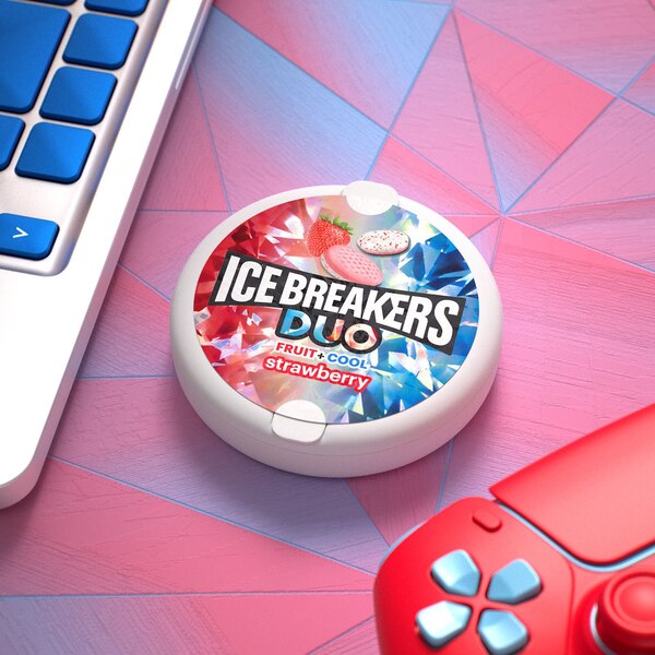 Ice Breakers Duo Fruit Plus Cool Strawberry Sugar Free Mints, 1.3 oz