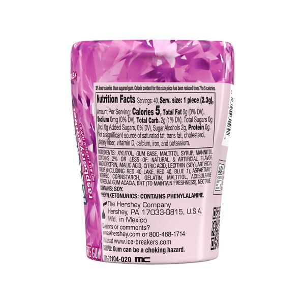 Ice Breakers Ice Cubes Sugar Free Chewing Gum Bottle, 40 ct, 3.24 oz