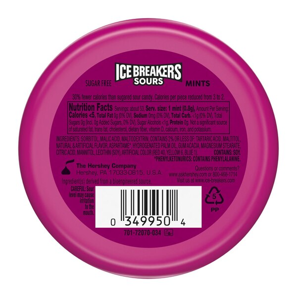 Ice Breakers Sours, Sugar free, Assorted Fruit, 1.5 oz