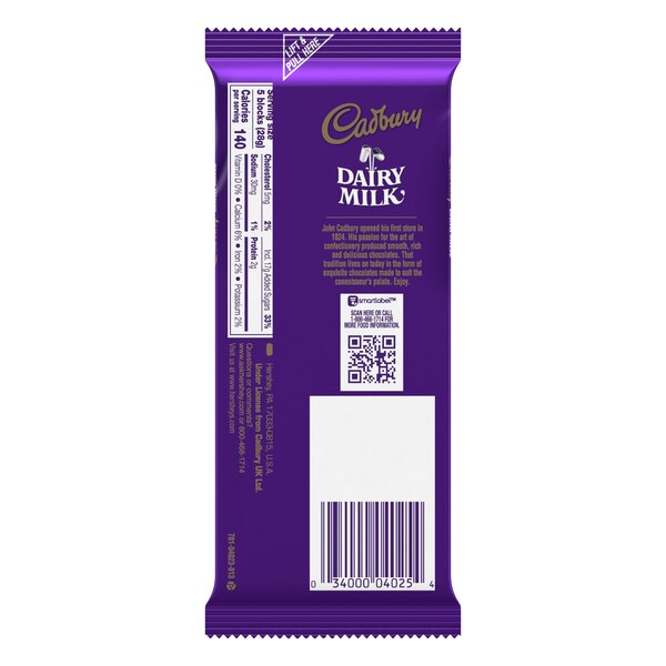 Cadbury Dairy Milk Chocolate Bar, 3.5 oz