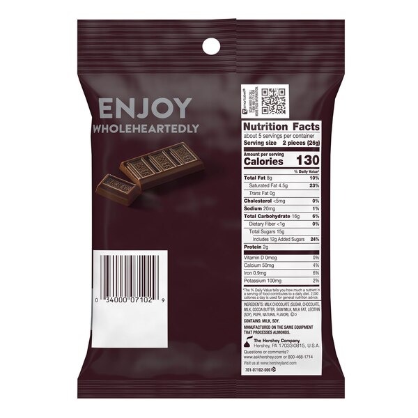 Hershey's, Milk Chocolate Snack Size Candy Bars, 4.5 oz