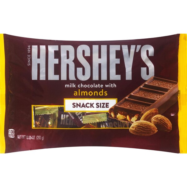 Hershey's, Milk Chocolate with Almonds Snack Size, Candy Bars Bag, 10.35 oz