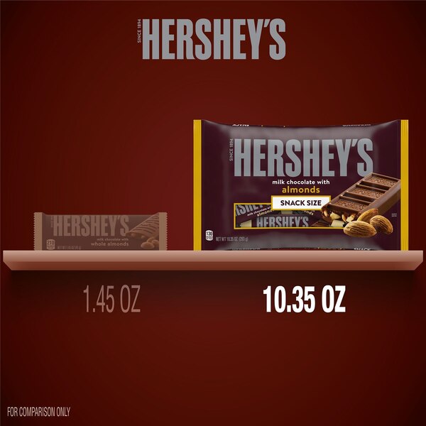 Hershey's, Milk Chocolate with Almonds Snack Size, Candy Bars Bag, 10.35 oz