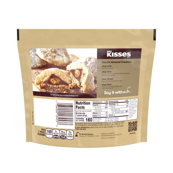 Hershey's Kisses Milk Chocolate With Almonds, 10 oz