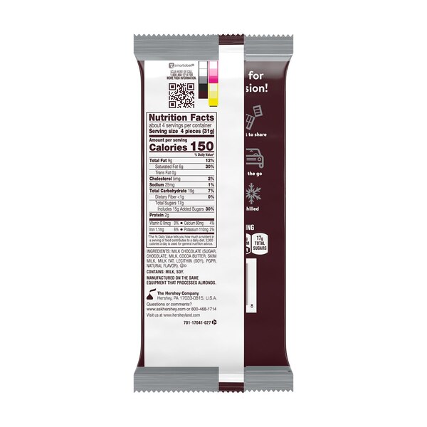 Hershey's Milk Chocolate XL Candy Bar, 16 pcs, 4.4 oz