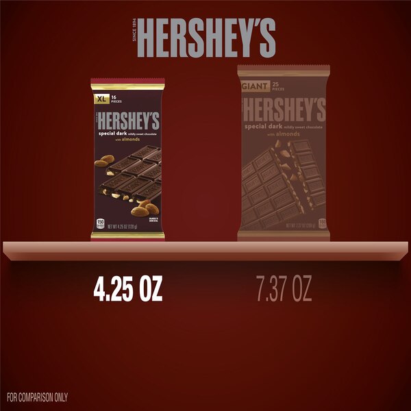 Hershey's Special Dark Mildly Sweet Chocolate with Almonds XL Candy, 4.25 oz