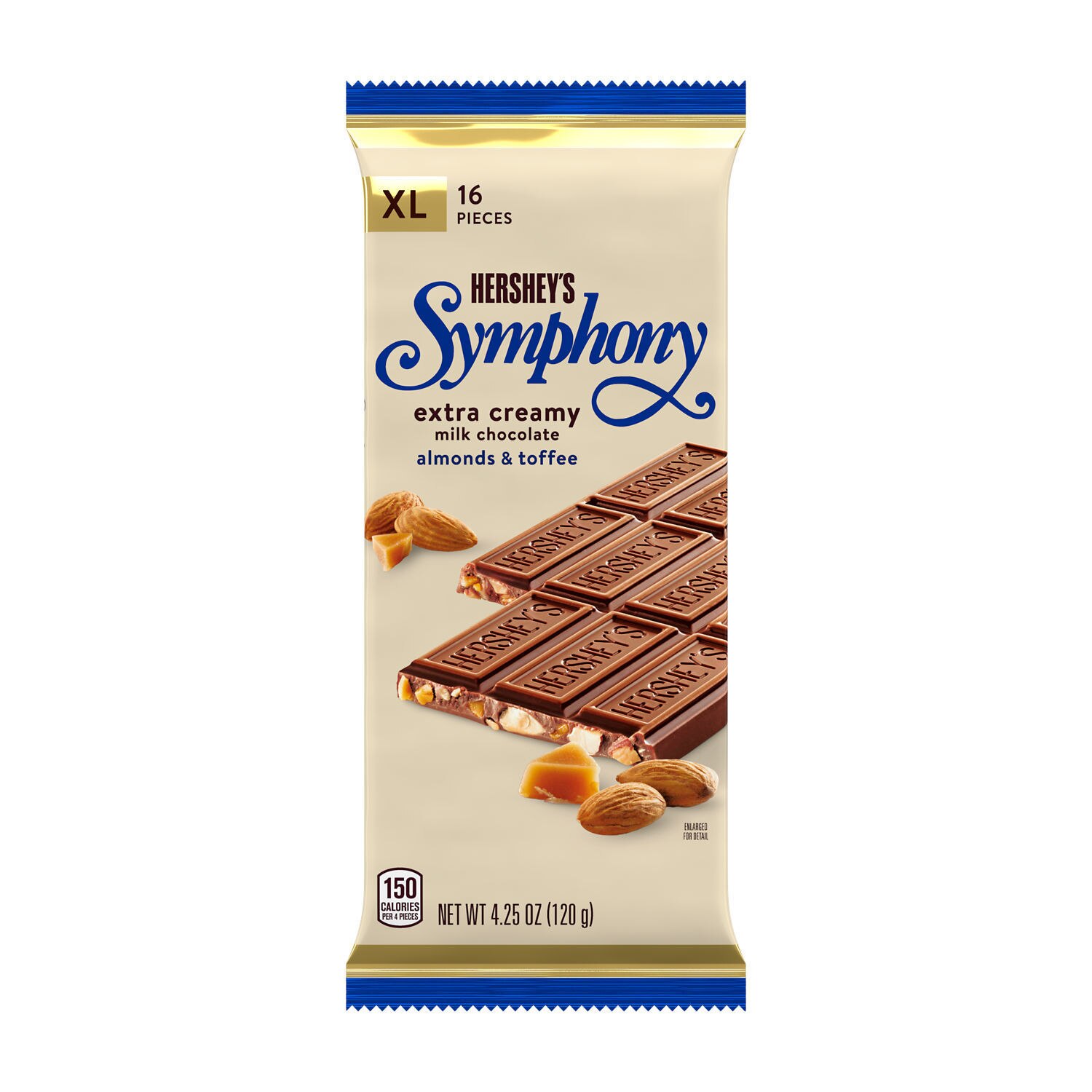 Hershey's Symphony Milk Chocolate, Almonds and Toffee XL Candy Bar, 16 pcs, 4.25 oz