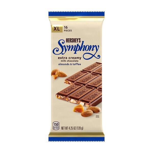 Hershey's Symphony Milk Chocolate, Almonds and Toffee XL Candy Bar, 16 pcs, 4.25 oz