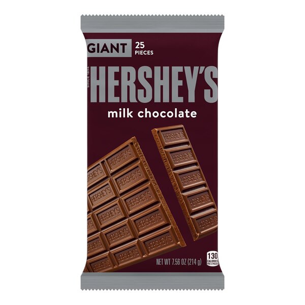 Hershey's Milk Chocolate Giant Candy Bar, 25 pcs, 7.56 oz