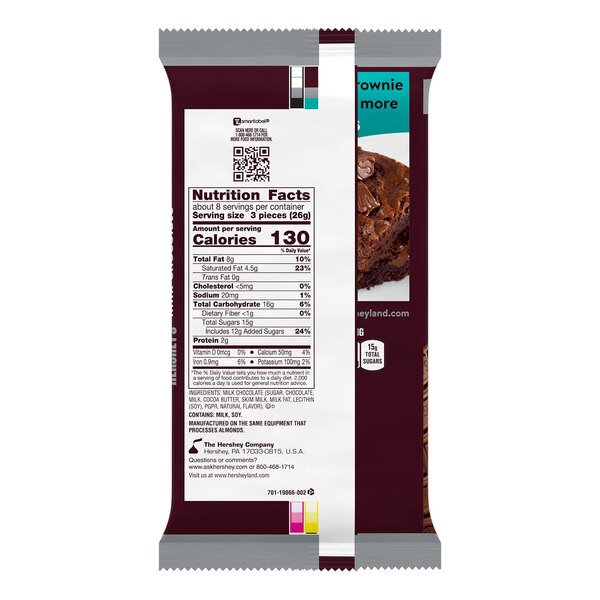 Hershey's Milk Chocolate Giant Candy Bar, 25 pcs, 7.56 oz