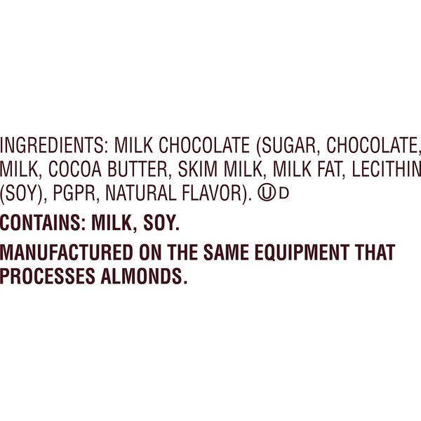 Hershey's Milk Chocolate Giant Candy Bar, 25 pcs, 7.56 oz