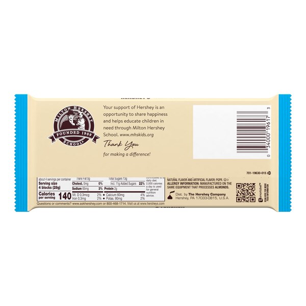 Hershey's Cookies 'n' Creme Bar, 4 oz