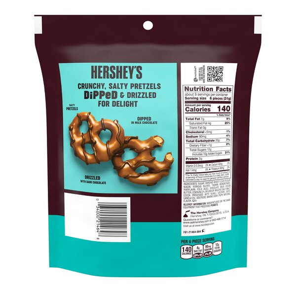 Hershey's Dipped Pretzels in Milk Chocolate and Drizzled with Dark Chocolate, 8.5 oz