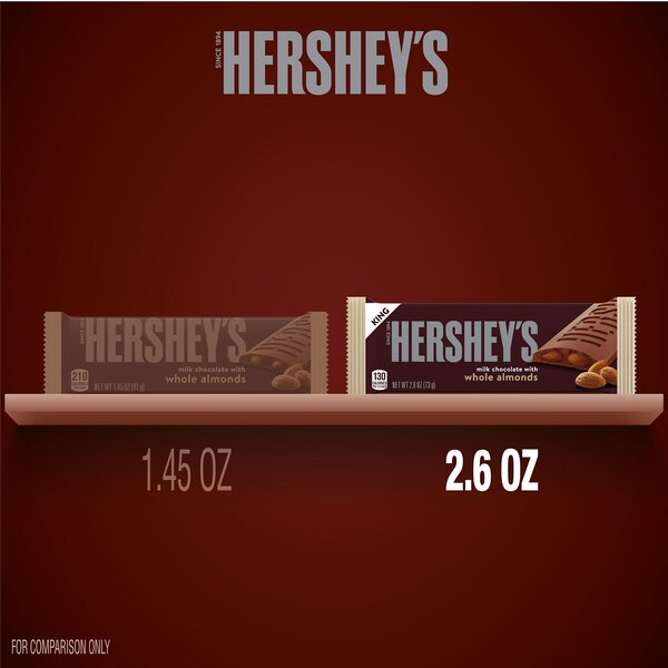 Hershey's Milk Chocolate with Almonds Candy Bar, King Size ,2.6 oz