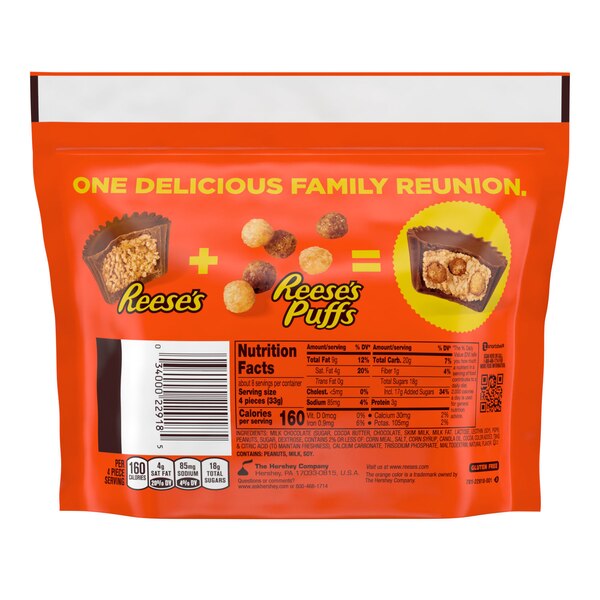 REESE'S Miniatures with Puffs Cereal Milk Chocolate Peanut Butter Cups, Gluten Free Candy Share Pack, 9.6 oz