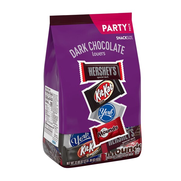 Hershey Assorted Dark Chocolate Flavored Snack Size Candy, 32.89 oz
