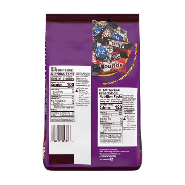 Hershey Assorted Dark Chocolate Flavored Snack Size Candy, 32.89 oz