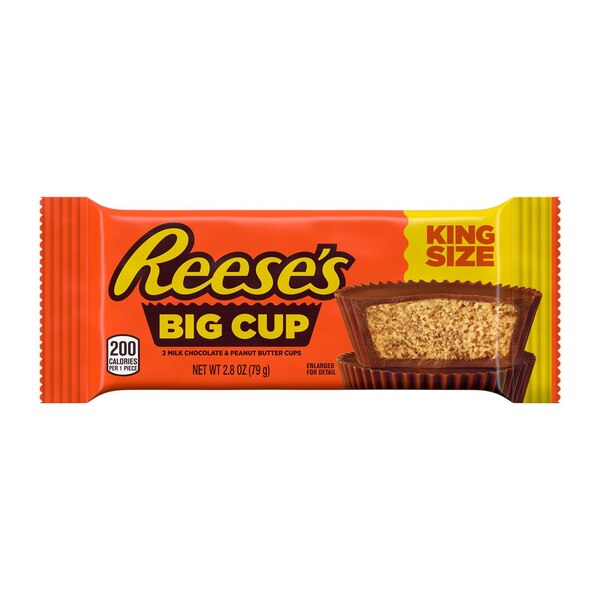 Reese's Big Cup Milk Chocolate King Size Peanut Butter Cups Candy Pack, 2.8 oz