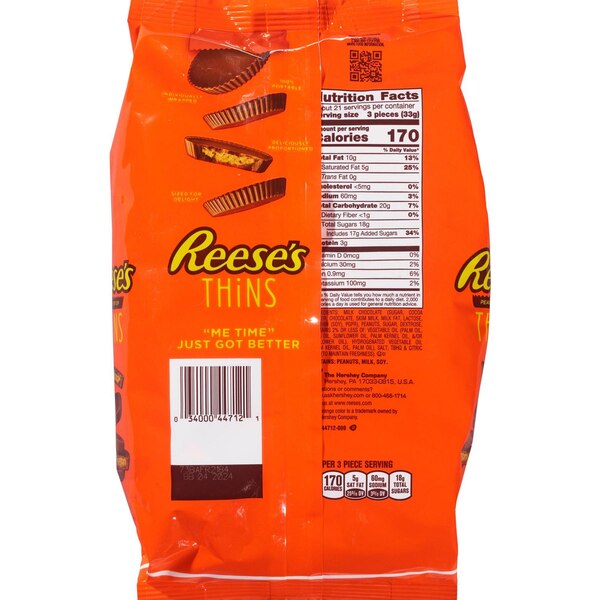  Reese's, Thins Milk Chocolate Peanut Butter Cups Candy, 24.05 oz