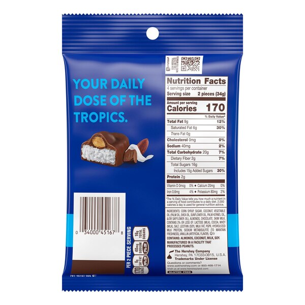 Almond Joy, Coconut and Almond Chocolate Snack Size Candy Bars, 4.8 oz