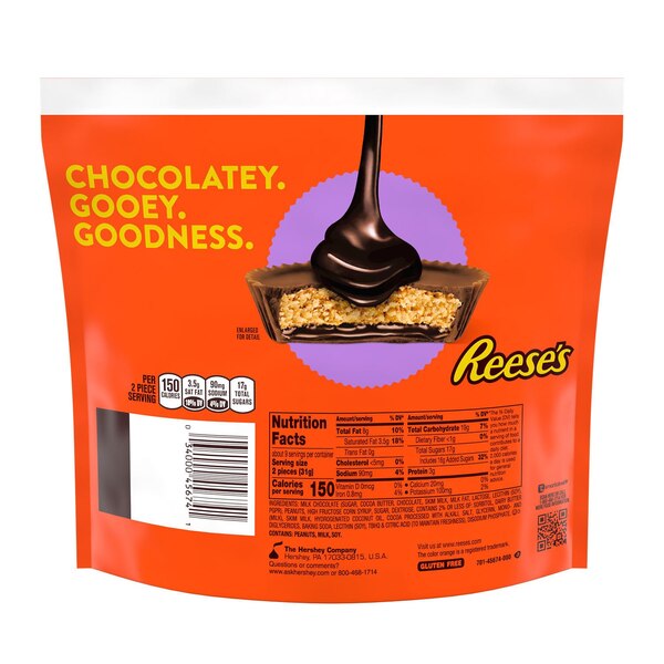 Reese's, Milk Chocolate Peanut Butter Snack Size Cups Candy, 10.5 oz
