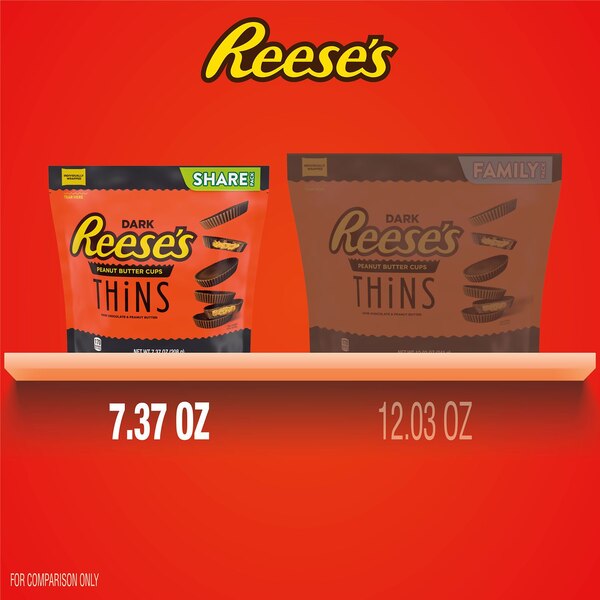Reese's Thins Peanut Butter Cups Dark Chocolate Candy, 7.37 OZ