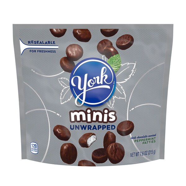 York, Minis Unwrapped Dark Chocolate Peppermint Patties Candy, 7.6 oz