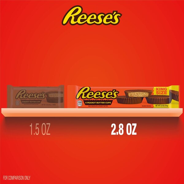 Reese's Milk Chocolate King Size Peanut Butter Cups Candy, 2.8 oz
