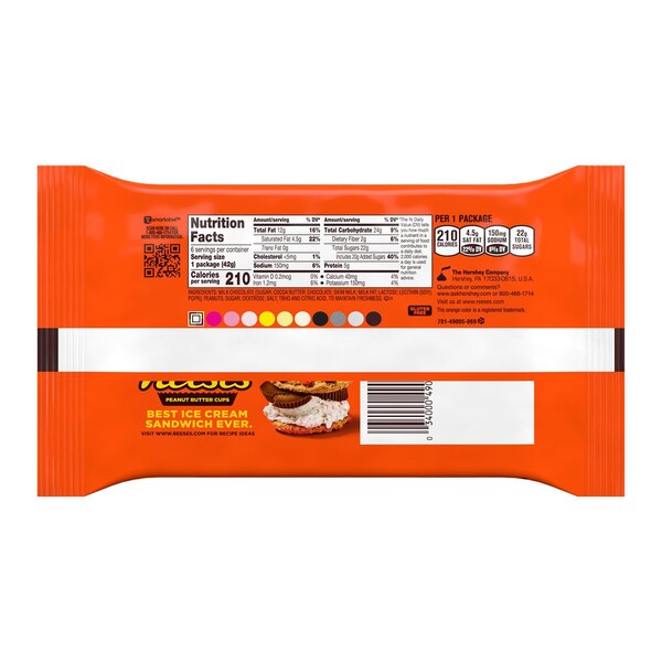 Reese's Milk Chocolate Peanut Butter Cups Candy Packs, 6 ct, 1.5 oz