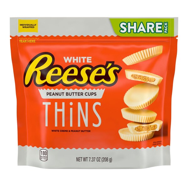 Reese's Thins White Creme Peanut Butter Cups Candy, 7.37 oz