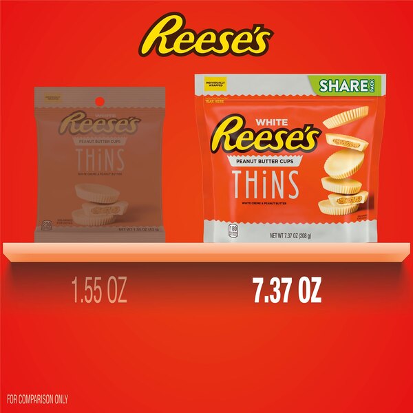 Reese's Thins White Creme Peanut Butter Cups Candy, 7.37 oz