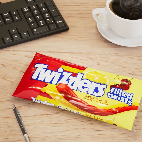 Twizzlers Filled Twists Sweet and Sour Licorice Style, Low Fat Candy Bag, 11 oz