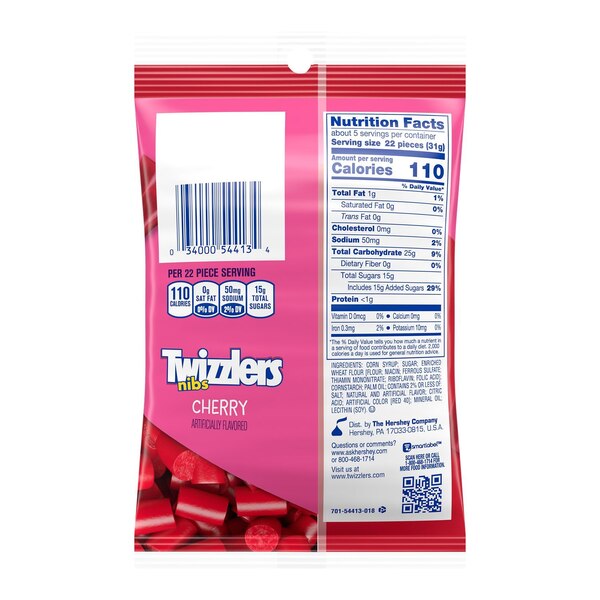Twizzlers Nibs Cherry Flavored Chewy Candy, 6 oz